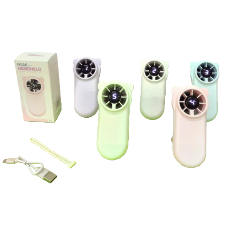 Cute cartoon digital display color handheld mini fan Item Picture