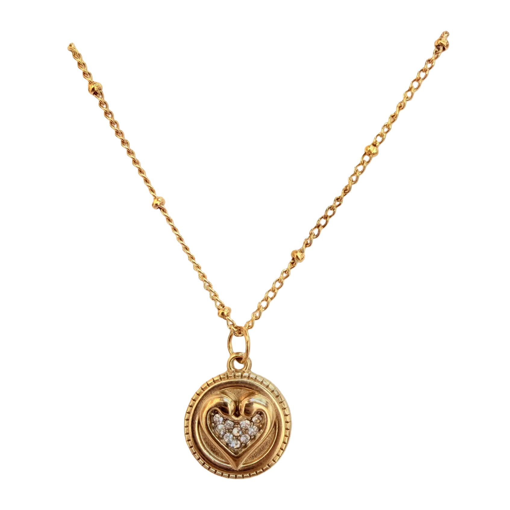 This retro-framed, heart-shaped, diamond-encrusted stainless steel necklace is a light luxury and retro European and American style, a niche Instagram necklace that is not easy to be the same as others. It is a daily decorative necklace Item Picture
