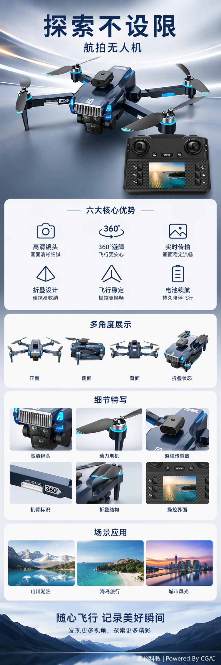 foozac跨境LF670屏遥控器无刷飞行器自动返航高清航拍无刷避障无人机 pic 1