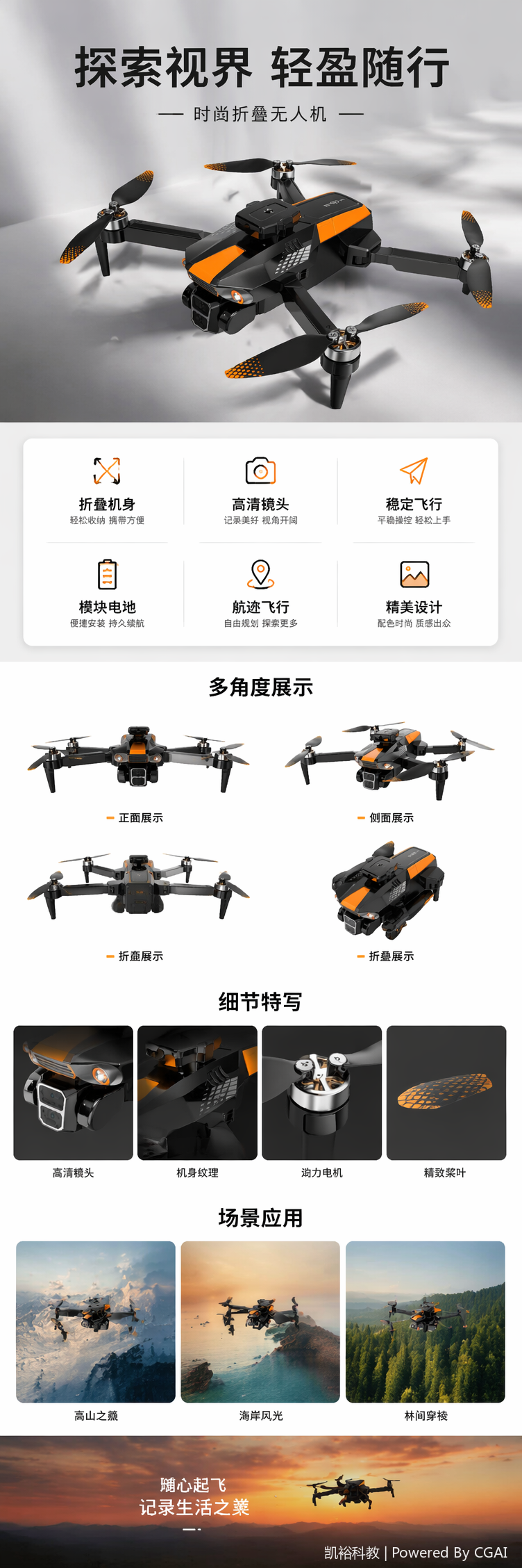 foozac跨境LF669遥控GPS无人机四轴飞行器屏显高清航拍自动返航避障飞机 pic 1