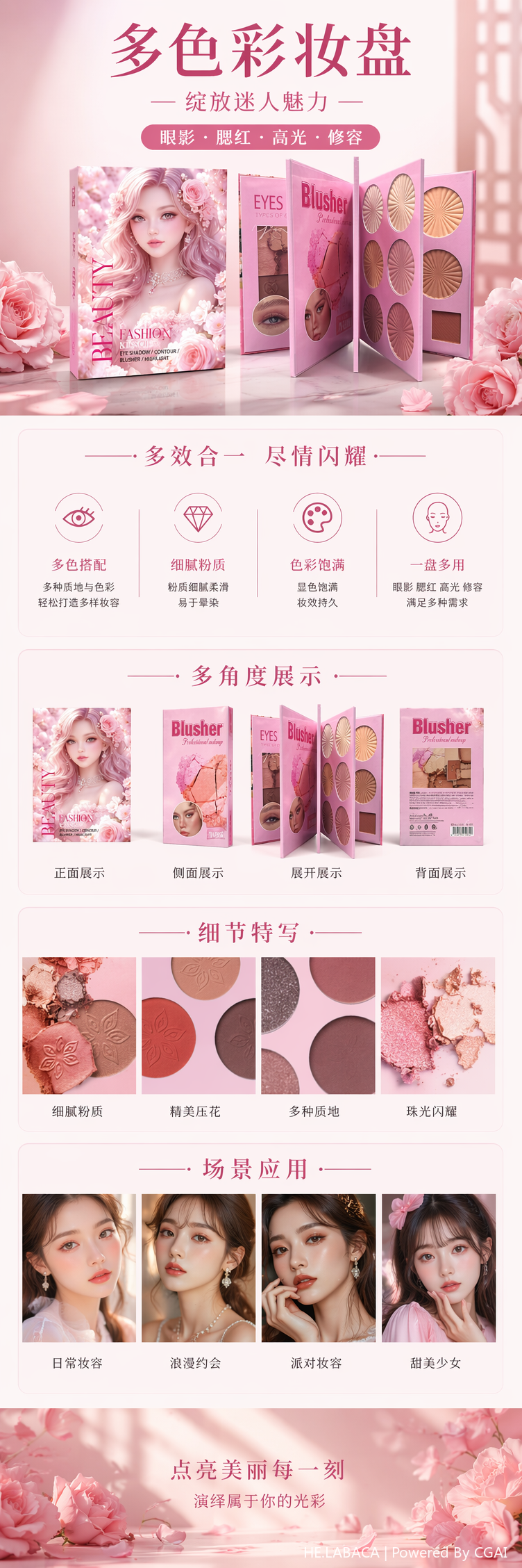 粉色系彩妆盘套装含眼影高光修容腮红美妆礼盒义乌化妆品详情1