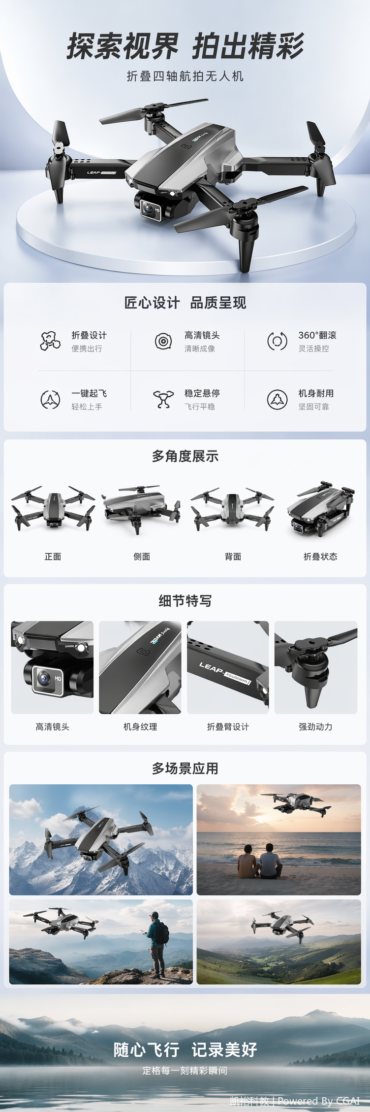 foozac无人机光流悬停四轴飞行器折叠跨境Drone双镜头航拍遥控飞机 pic 1