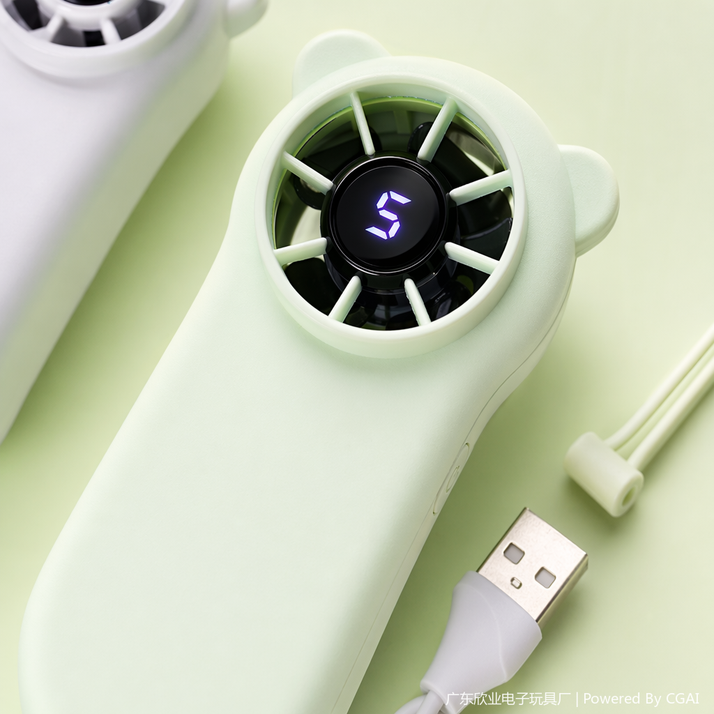Cute cartoon digital display color handheld mini fan Application Scenario