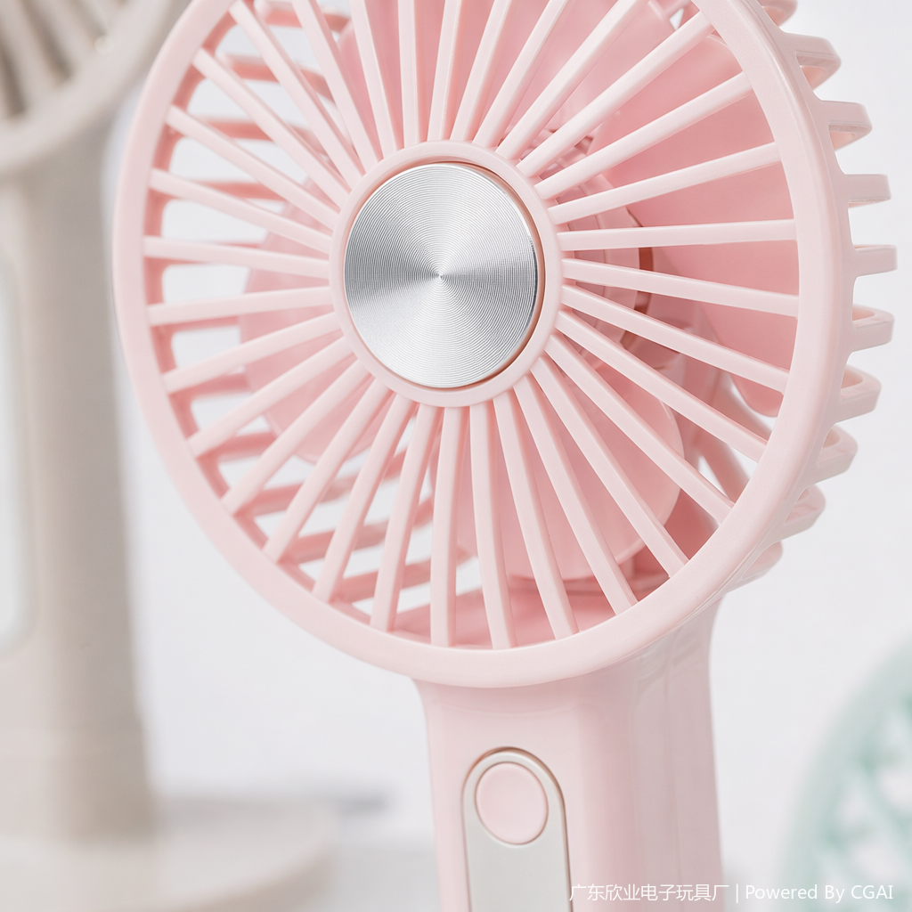 Pink portable mini electric fan, handheld small fan, outdoor portable model Application Scenario