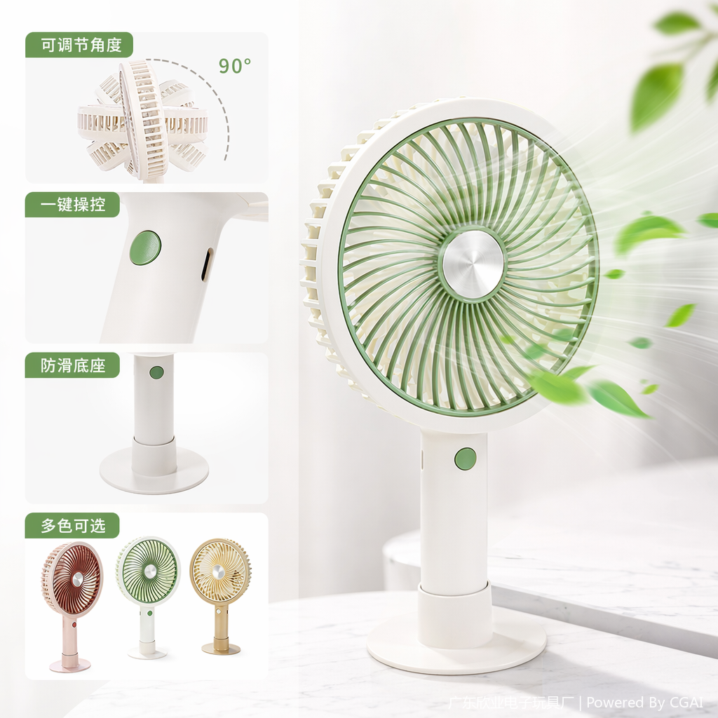 Simple desktop handheld small fan, three-color outdoor small fan