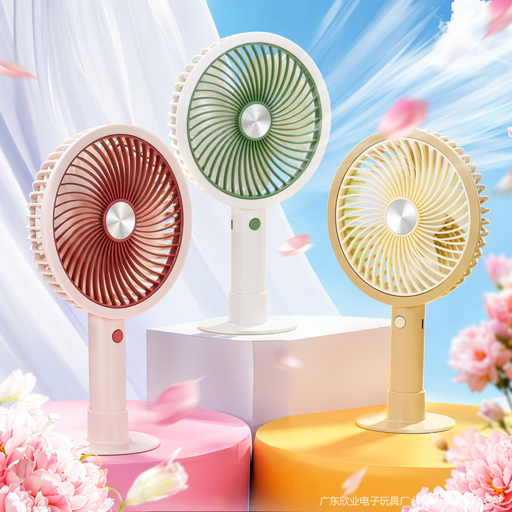 Simple desktop handheld small fan, three-color outdoor small fan Specification image