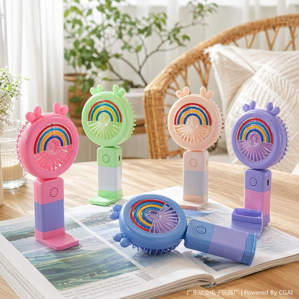 Cartoon mini handheld fan with light details Picture