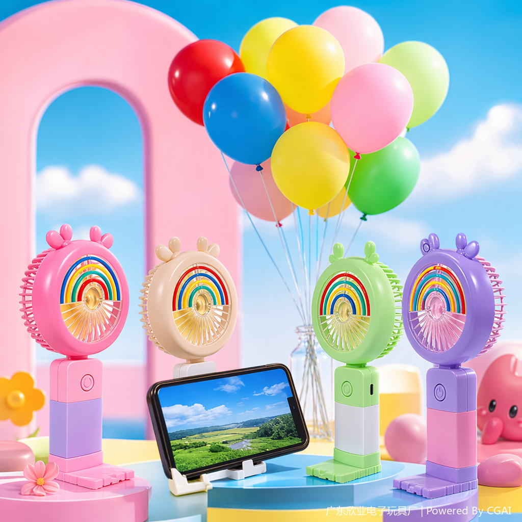 Cartoon mini handheld fan with light Specification image