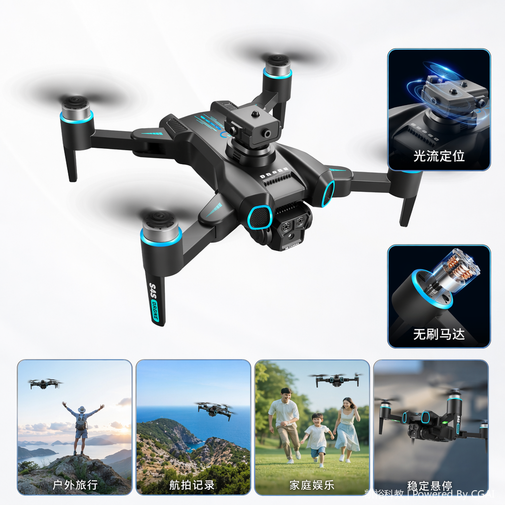 foozac cross-border Drone S4S brushless motor optical flow dual-camera electric lens aircraft obstacle avoidance remote control aircraft