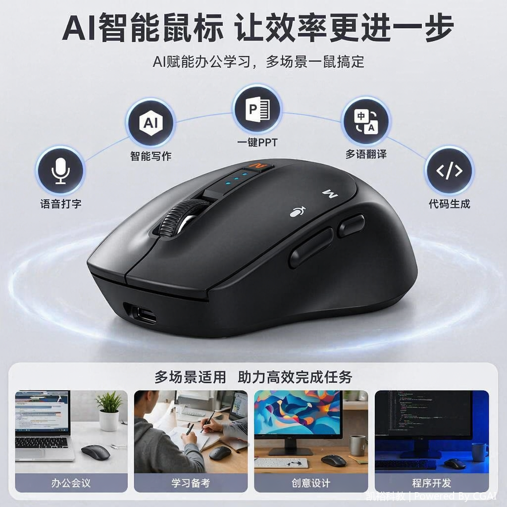 foozacAI鼠标智能写作语音打字翻译蓝牙轻办公