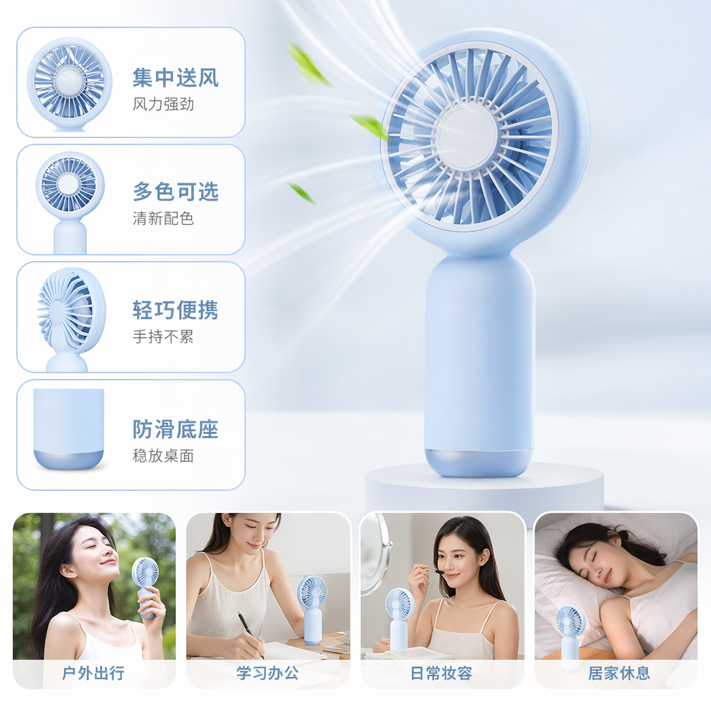 Mini handheld fan in simple macaron color series