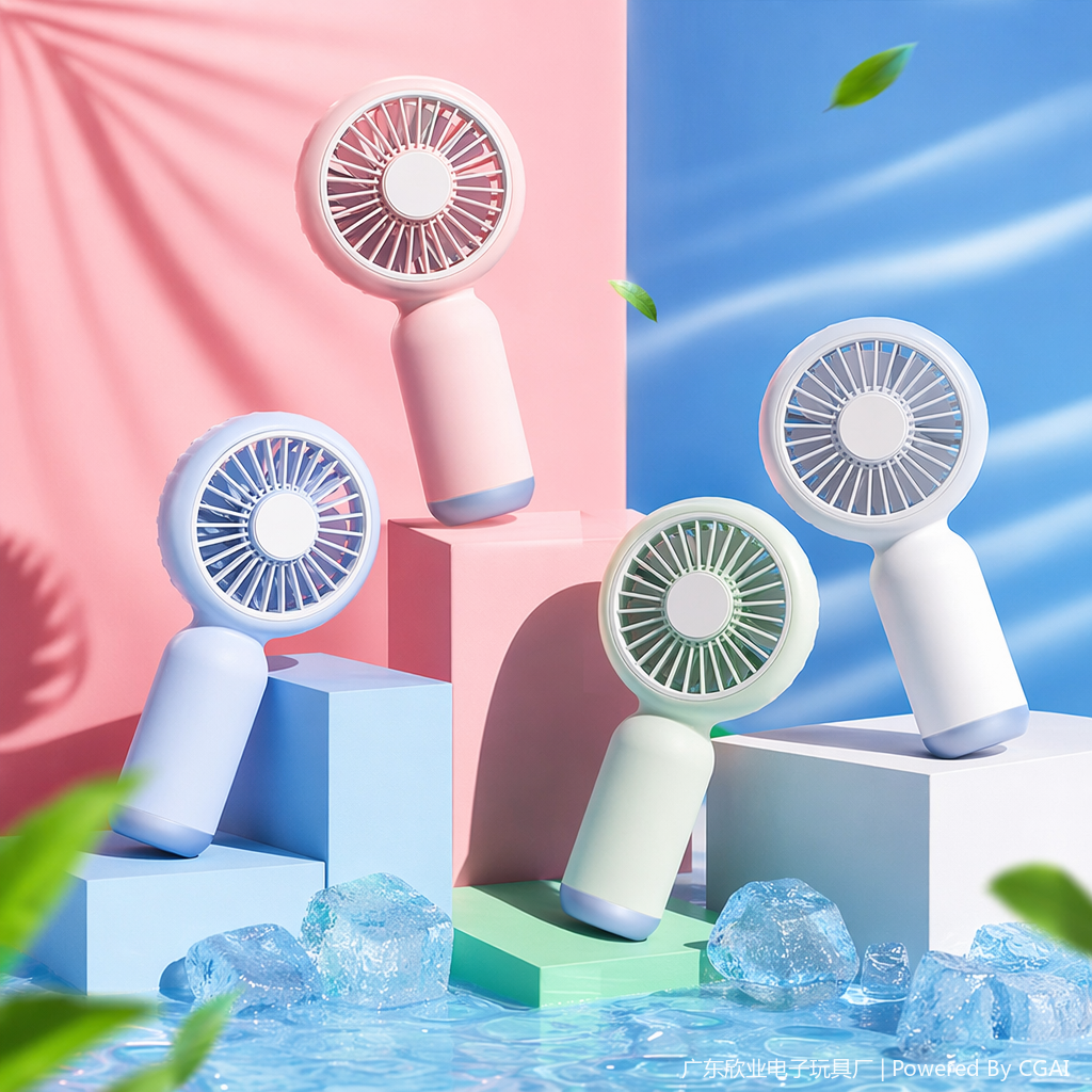 Mini handheld fan in simple macaron color series Specification image