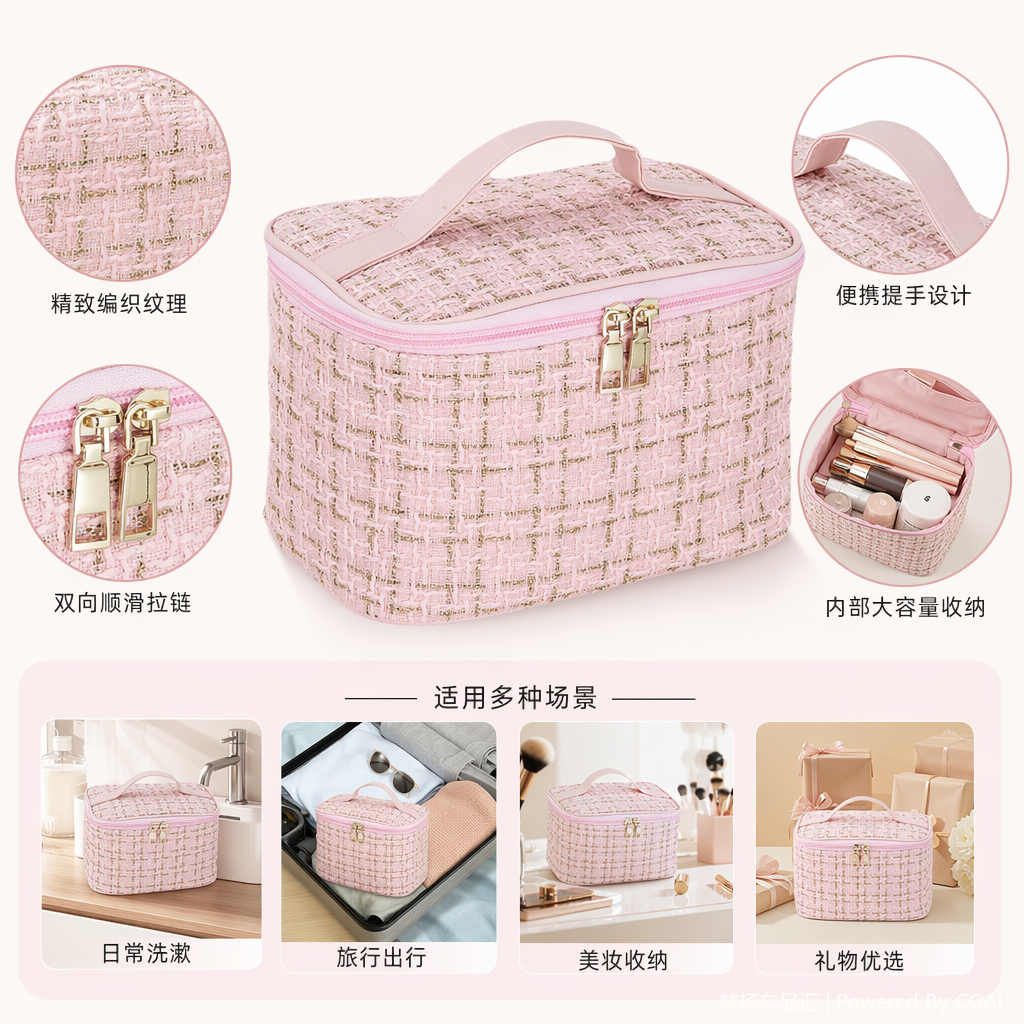 New small chanel-style makeup bag for women, large-capacity Korean version, Instagram-style best-selling hand-held toiletry and storage bag factory wholesale