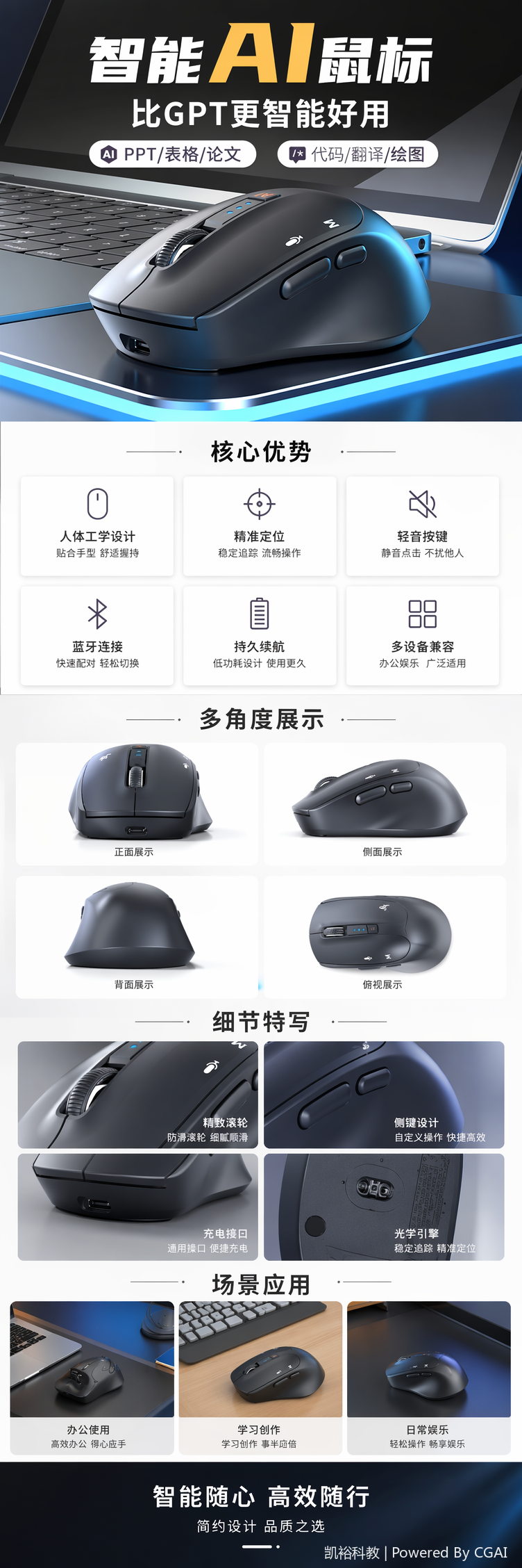 foozacAI mouse smart writing, voice typing, translation, Bluetooth light office pic 1