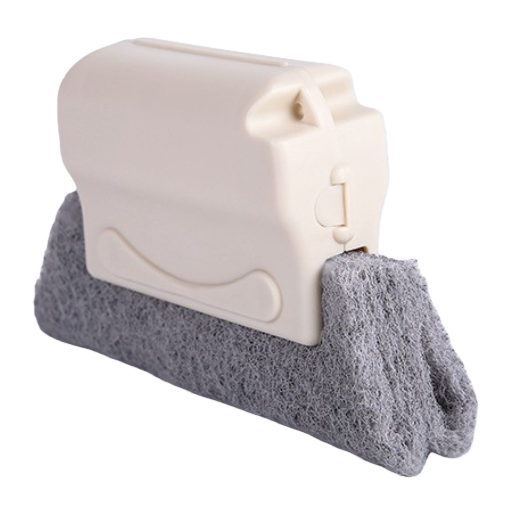 Off-white plastic shell, grey fiber cleaning brush, long strip crevices brush, silicone bamboo brush, clothes brush, steel wool ball Item Picture