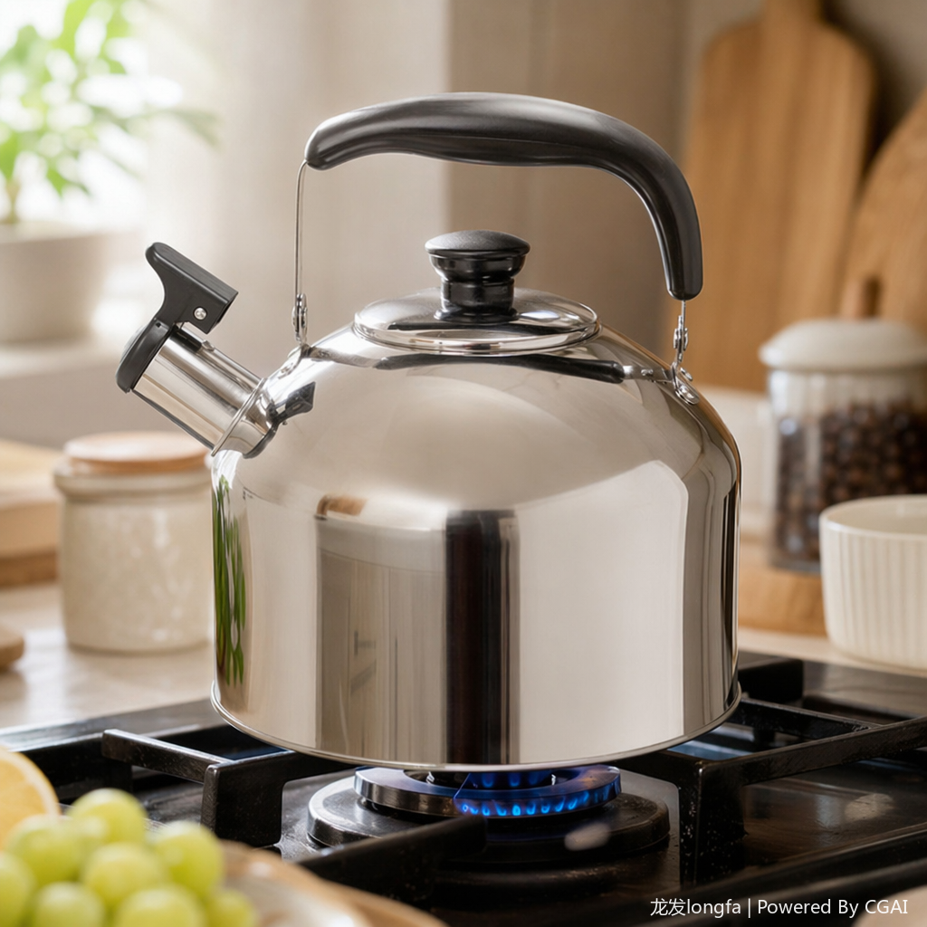 Mingyin teapot, silver stainless steel kettle with lid, kitchen household, 5L details Picture
