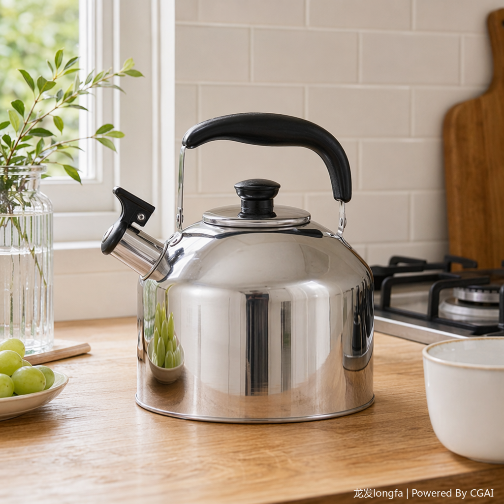 Mingyin Teapot, silver stainless steel water kettle with lid, multi-functional household 3L in natural color details Picture