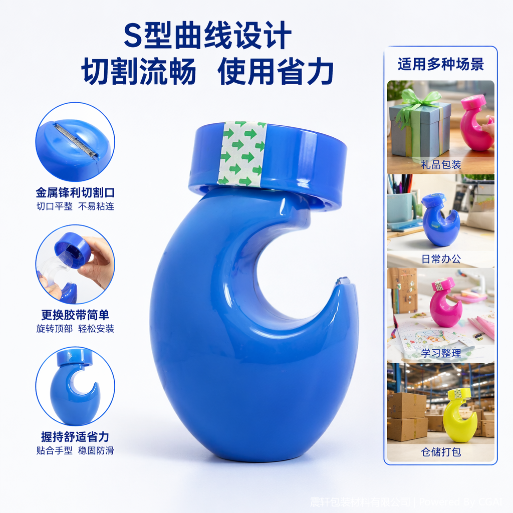 彩色文具胶带座胶带切割器灶台胶带架多功能文具收纳