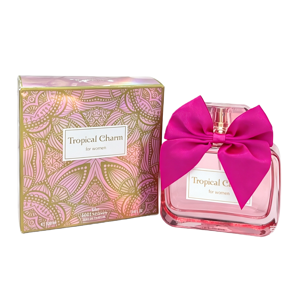 Pink perfume bottle paired with rose red bow perfume Item Picture