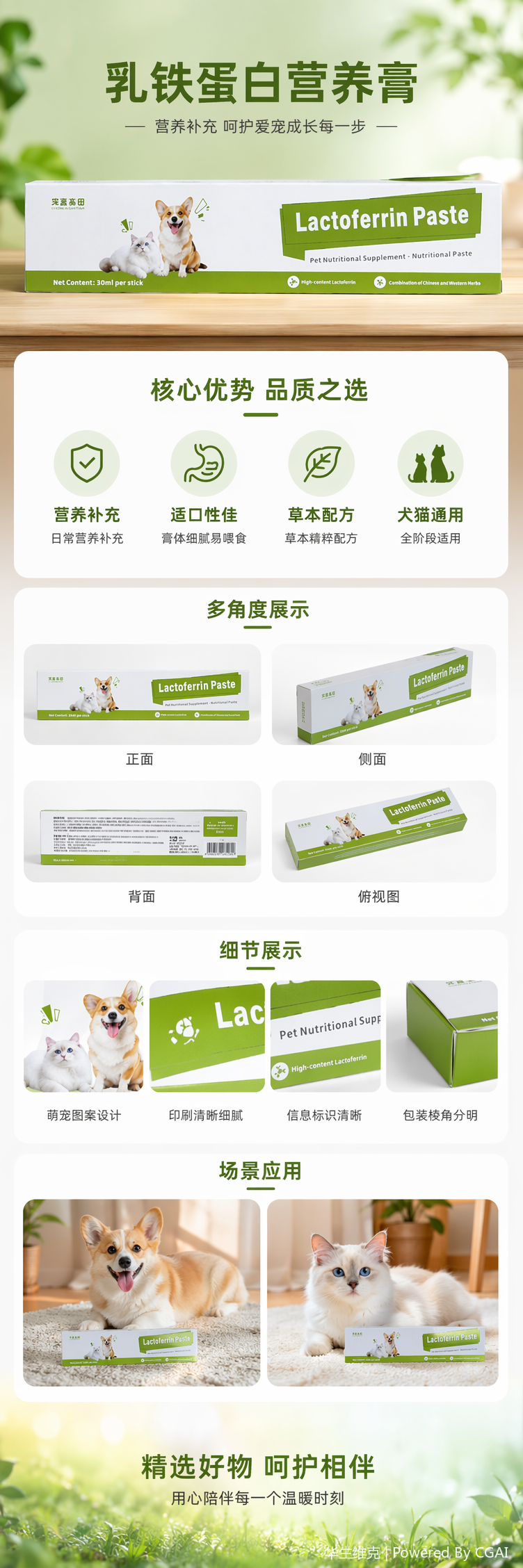 Lactoferrin nutritional paste for cats and dogs: Daily dietary nutrition supplement for pregnant and lactating young dogs and cats to enhance immunity pic 1