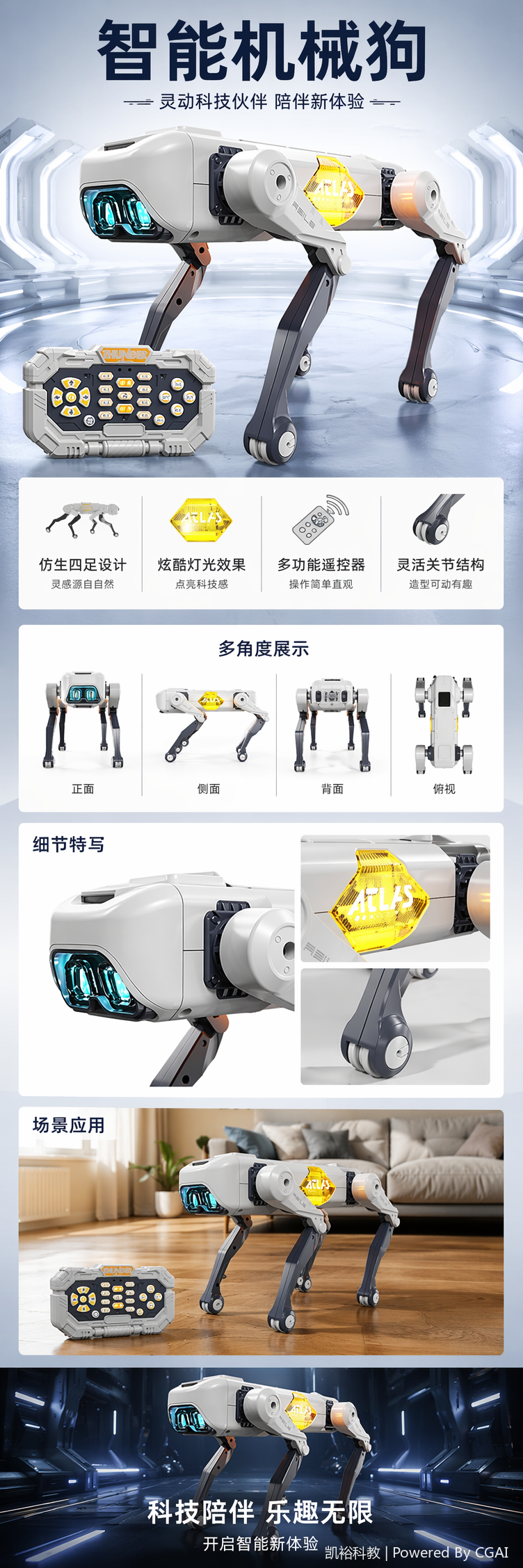 FOOZAC跨境智能AI编程机器狗APP语音遥控电子宠物狗仿生机器人机器狗玩具ai玩具ai智能喵星人 pic 1