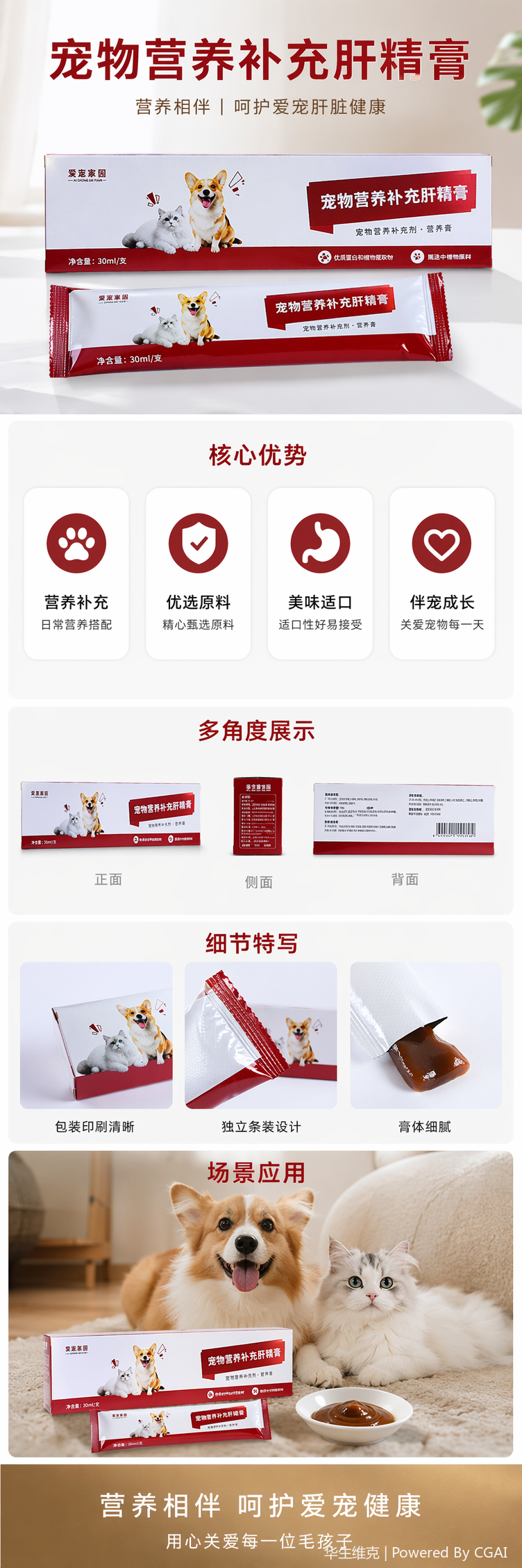 Pet liver essence ointment improves blood circulation and protects the liver. It is a pet nutritional supplement and a pet health product pic 1