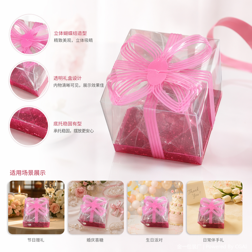 Pink butterfly companion gift packaging box, running lighting fixtures, festival gift wrapping paper