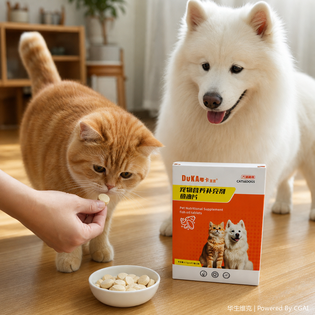 Pet fish oil tablets, suitable for cats and dogs, beautify and brighten fur, protect skin, and provide pet nutrition supplements details Picture