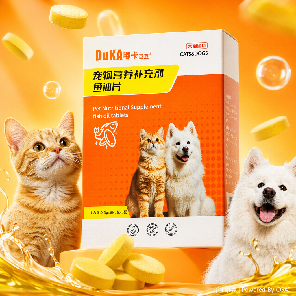 Pet fish oil tablets, suitable for cats and dogs, beautify and brighten fur, protect skin, and provide pet nutrition supplements Specification image