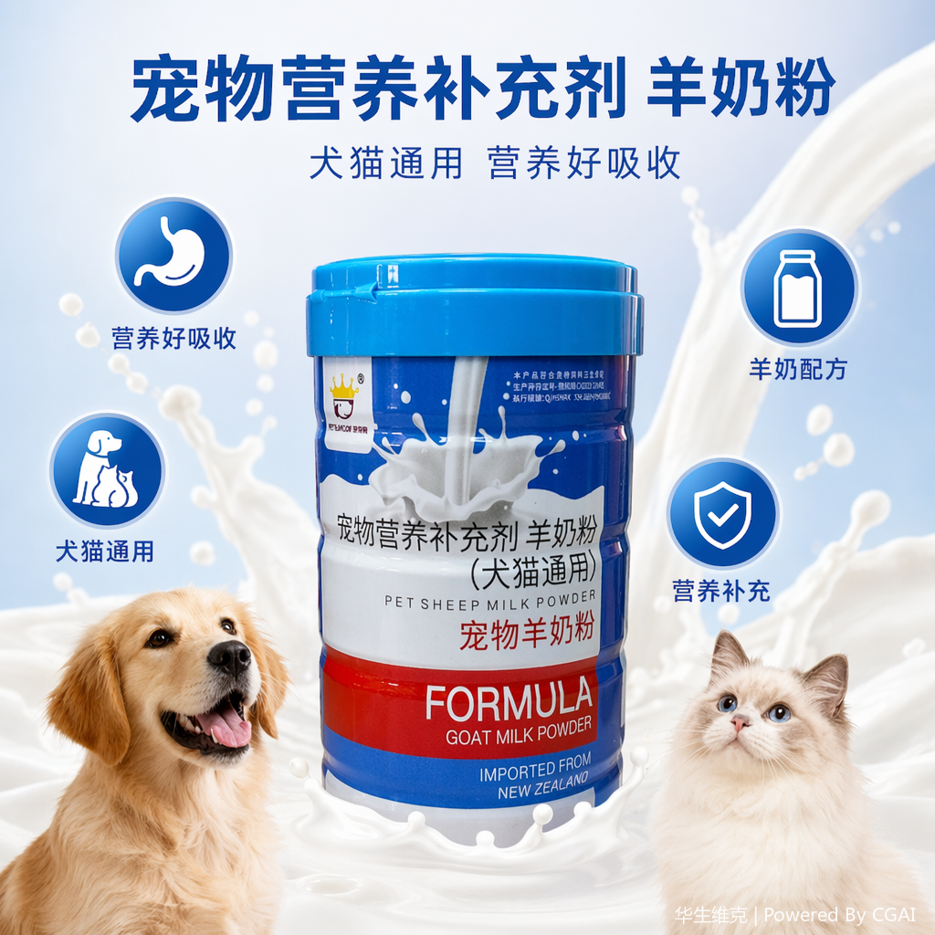 Pet goat milk powder, pet nutritional supplement, suitable for dogs and cats, easily absorbed, and boosts immunity