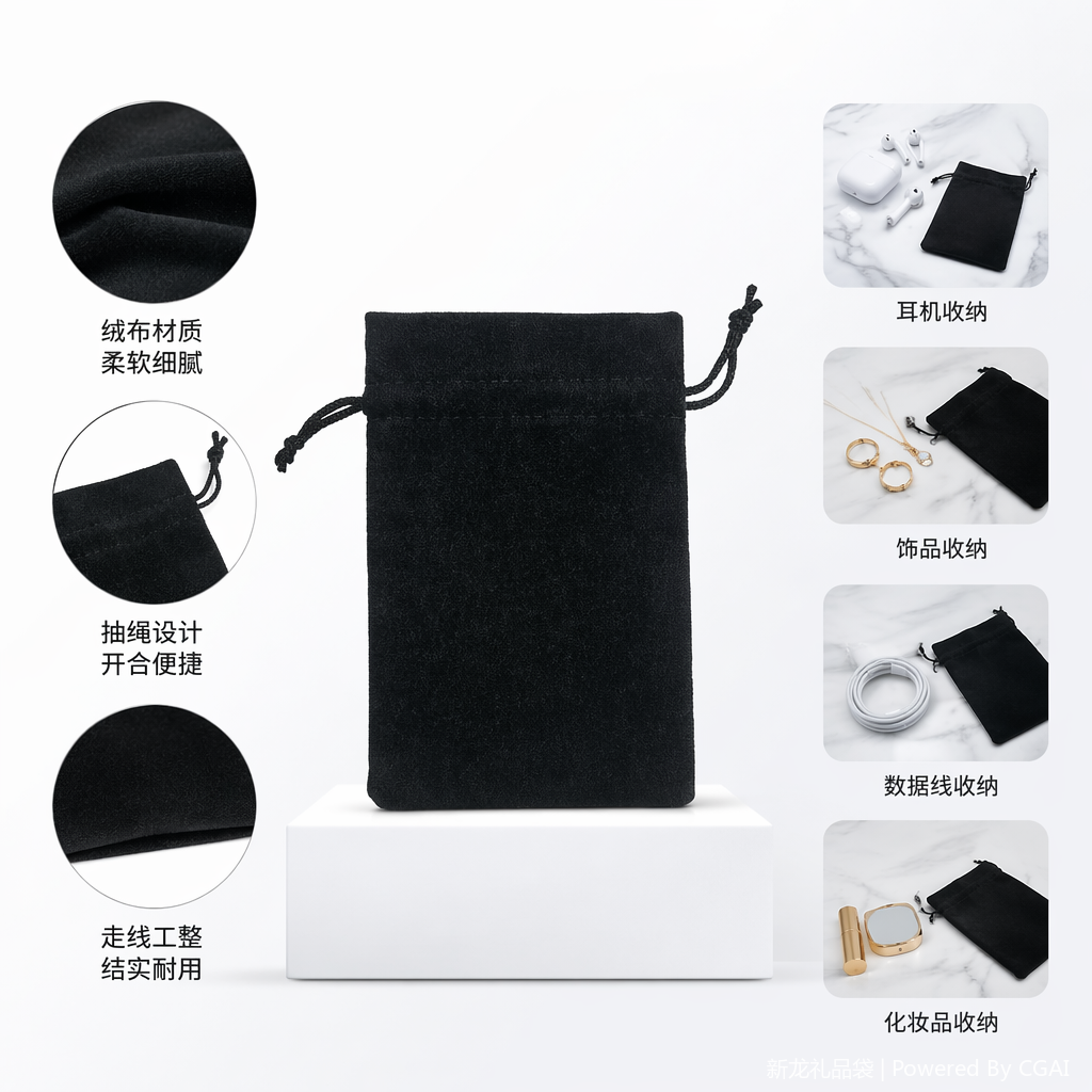 按扣式绒布饰品收纳袋 隐私物品包装袋 多尺寸可选