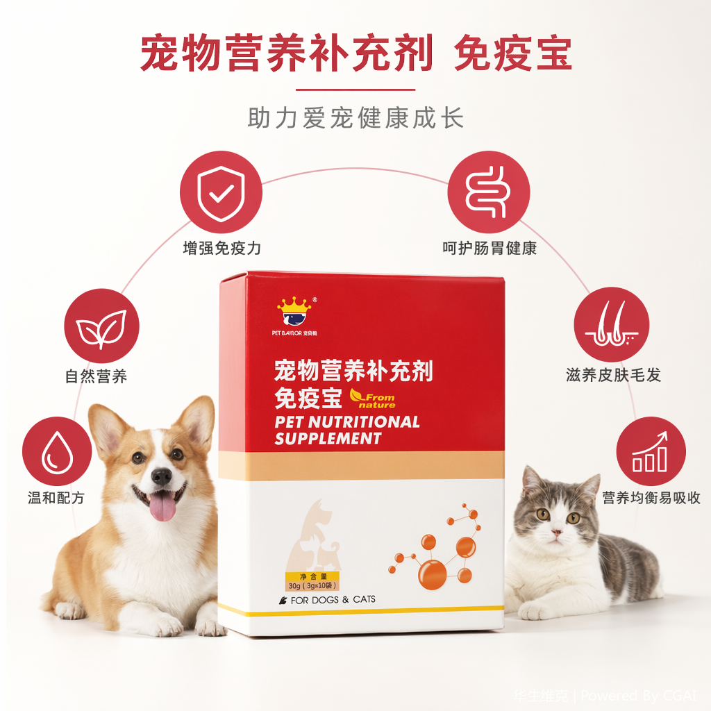 Pet nutritional supplements for enhancing immunity are suitable for both dogs and cats
