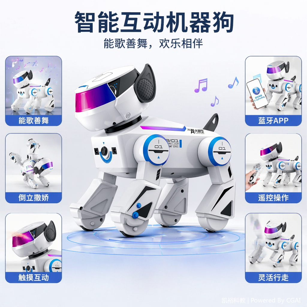 FOOZAC新品AI智能机器狗遥控玩具狗蓝牙音乐跳舞电子宠物机器狗玩具ai玩具ai智能喵星人