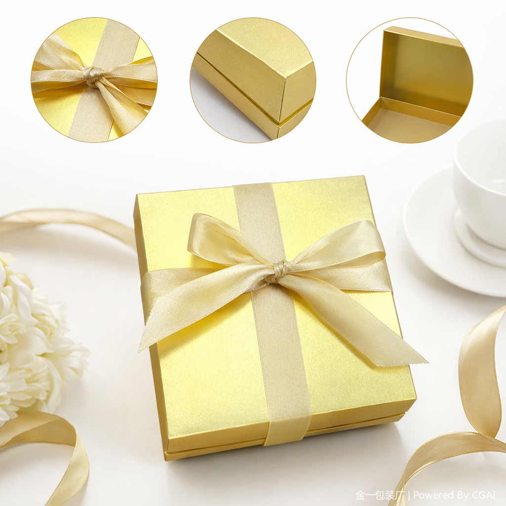 Golden gift box, souvenir packaging box, running lighting fixture packaging box, festival gift wrapping paper
