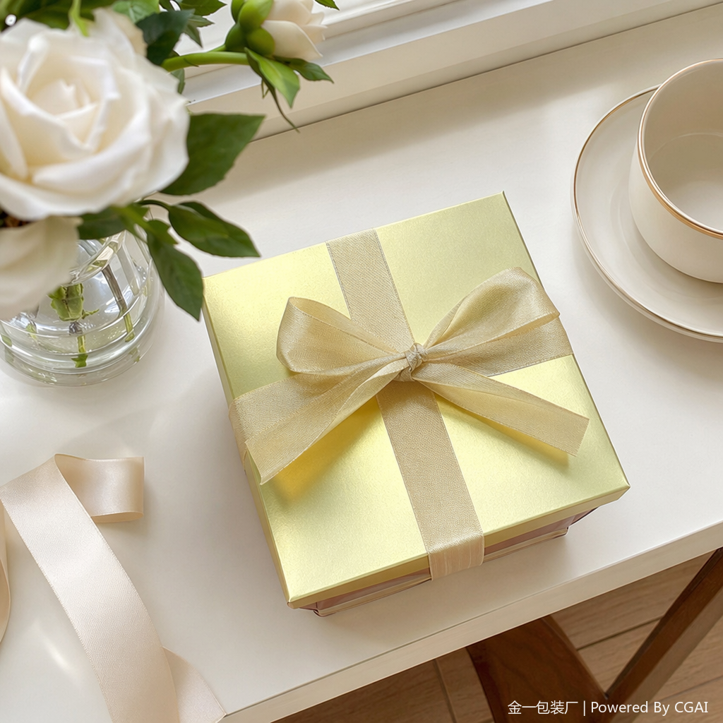 Golden gift box, souvenir packaging box, running lighting fixture packaging box, festival gift wrapping paper details Picture