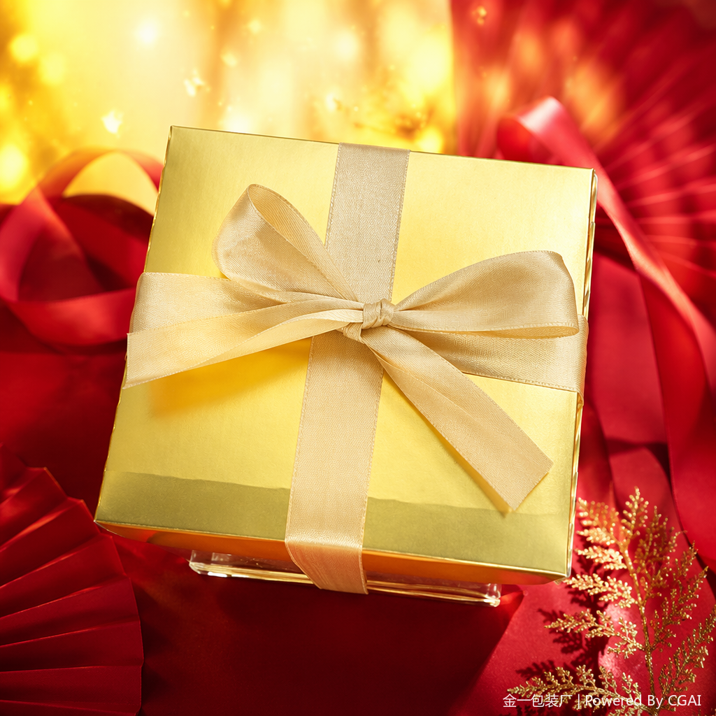 Golden gift box, souvenir packaging box, running lighting fixture packaging box, festival gift wrapping paper Specification image