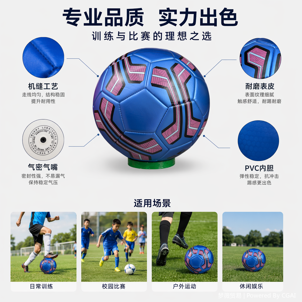 梦薇贸易蓝色白蓝相间排球