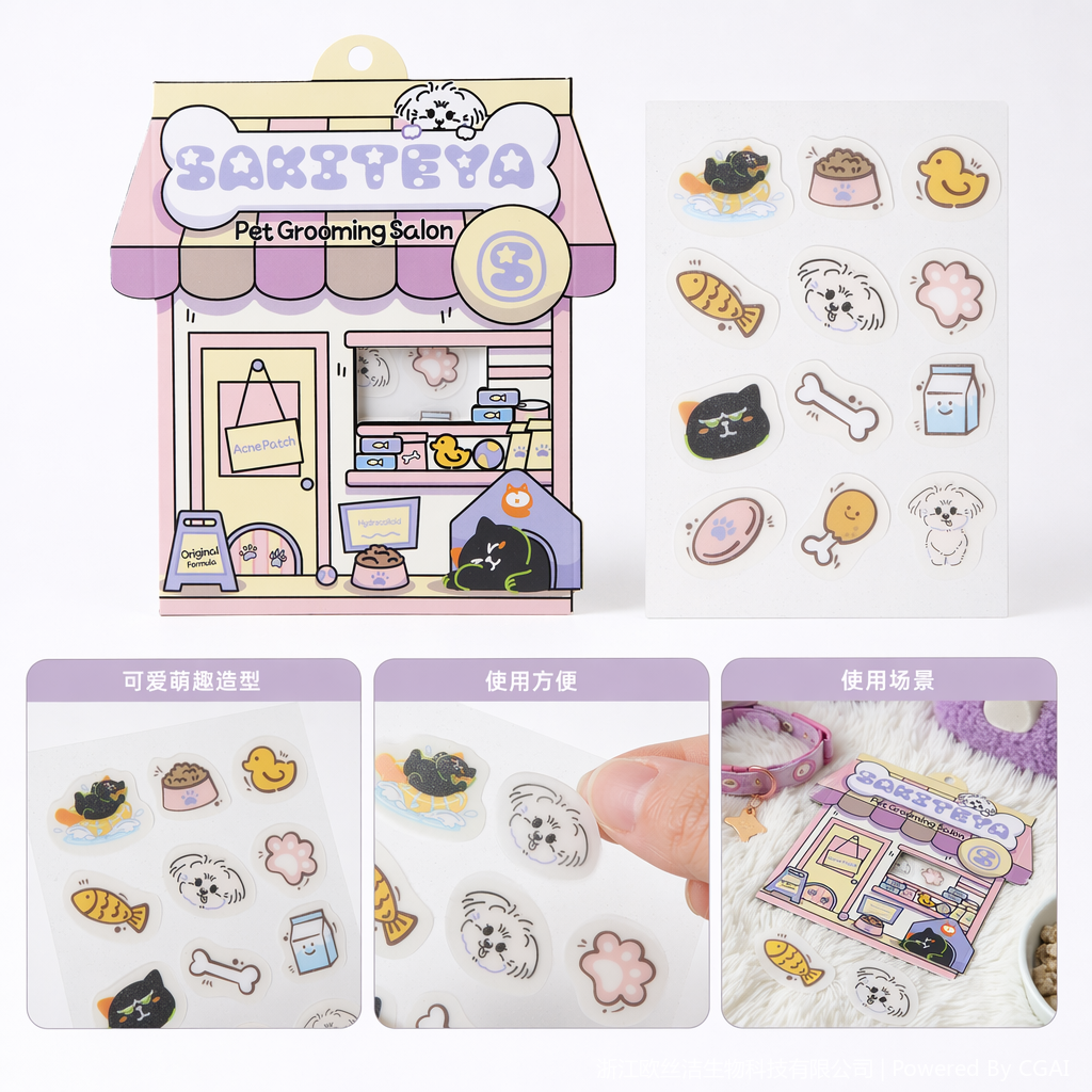 SAKITEYA Cross-border Export English acne Patch Bread Fun Cartoon Cheek Patch Salicylic Acid Acne Patch SA232 Specification image