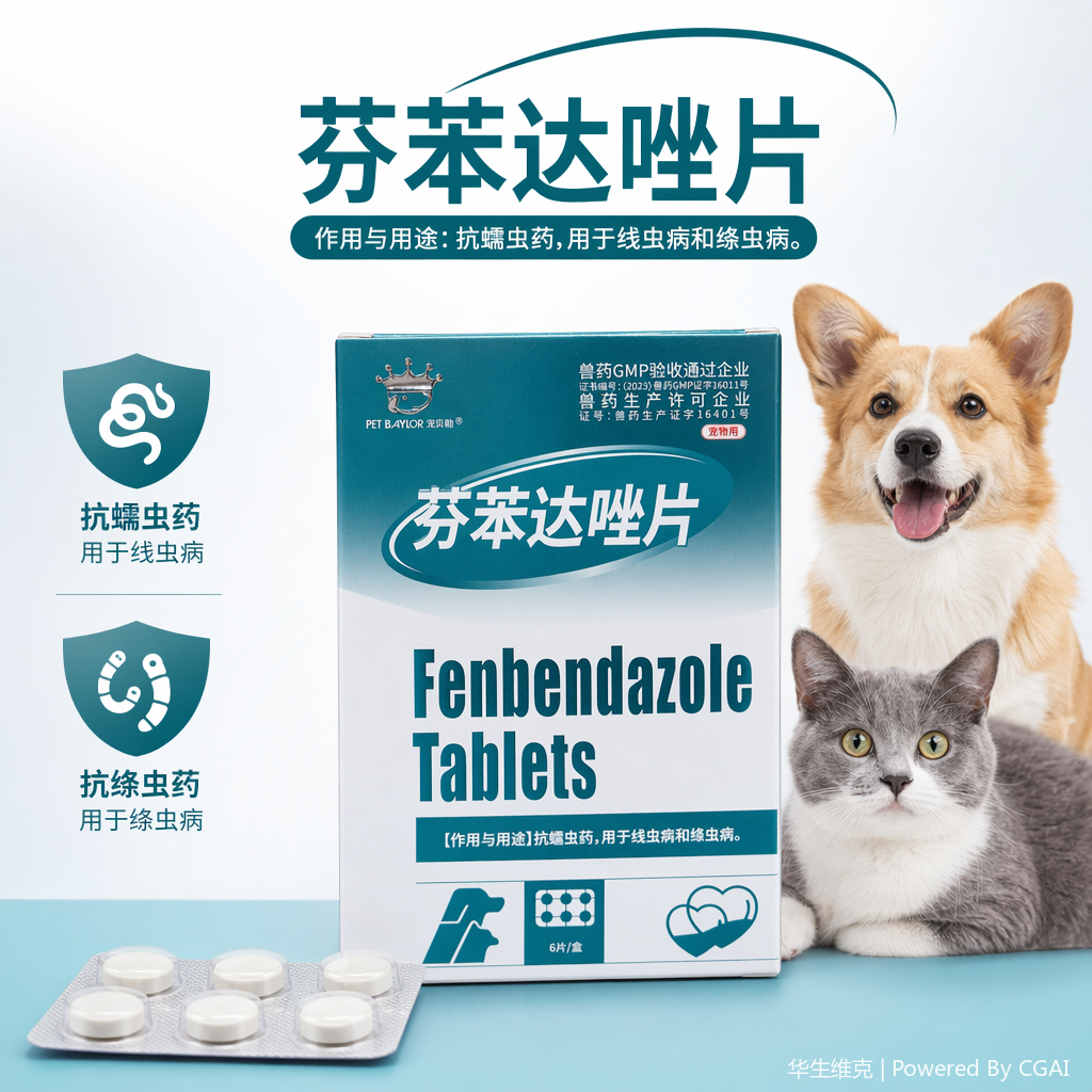 猫狗内驱 宠物驱虫 芬苯达唑片 抗蠕虫绦虫 犬猫通用