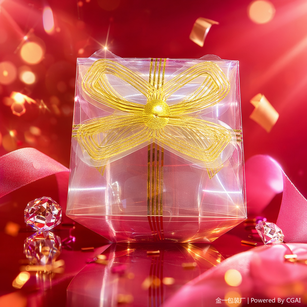 Transparent gift box with golden butterfly companion gift packaging box, running lighting fixtures, festival gift packaging Specification image