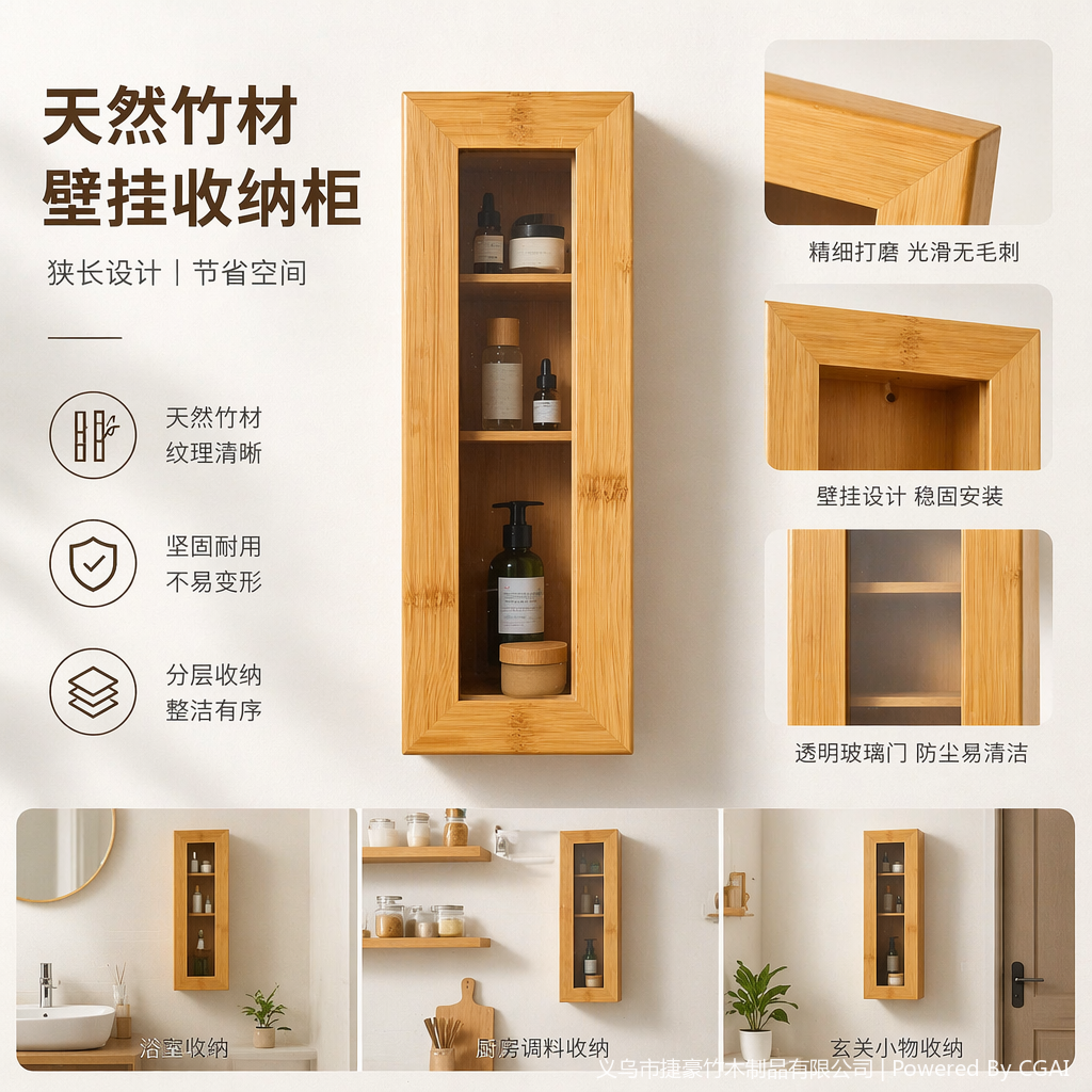 Jiehao wooden transparent four-compartment tea box with lid dust-proof separation packaging tea bag storage box pic 2