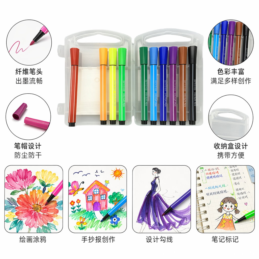 水彩笔三角笔杆彩色马克笔水性绘画笔小学生用