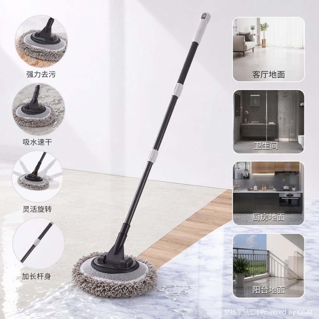 The new car wash mop can be rotated without damaging the car paint. It is a long-handled car wash brush and a long-handled soft-bristled car cleaning brush