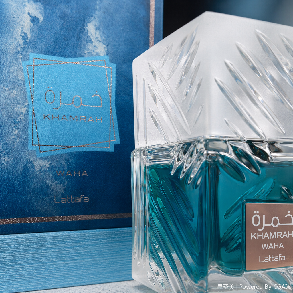 Blue packaging box transparent glass perfume Application Scenario