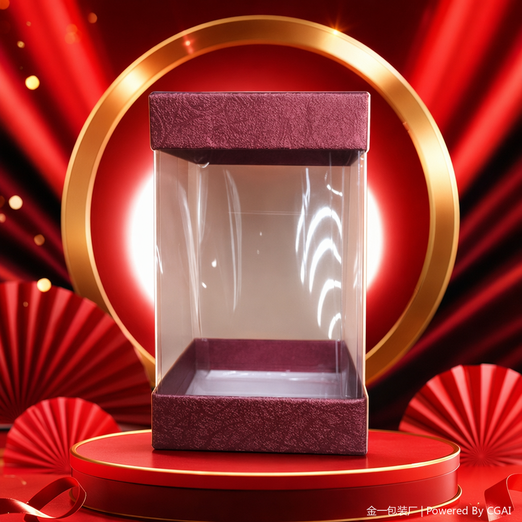 Red patterned transparent display souvenir packaging box, running lighting fixtures, festival gift packaging Specification image