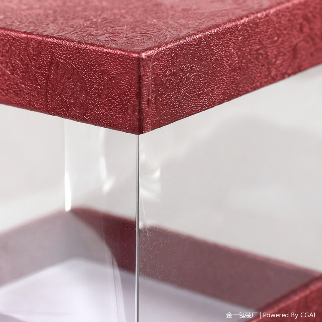 Red patterned transparent display souvenir packaging box, running lighting fixtures, festival gift packaging Application Scenario