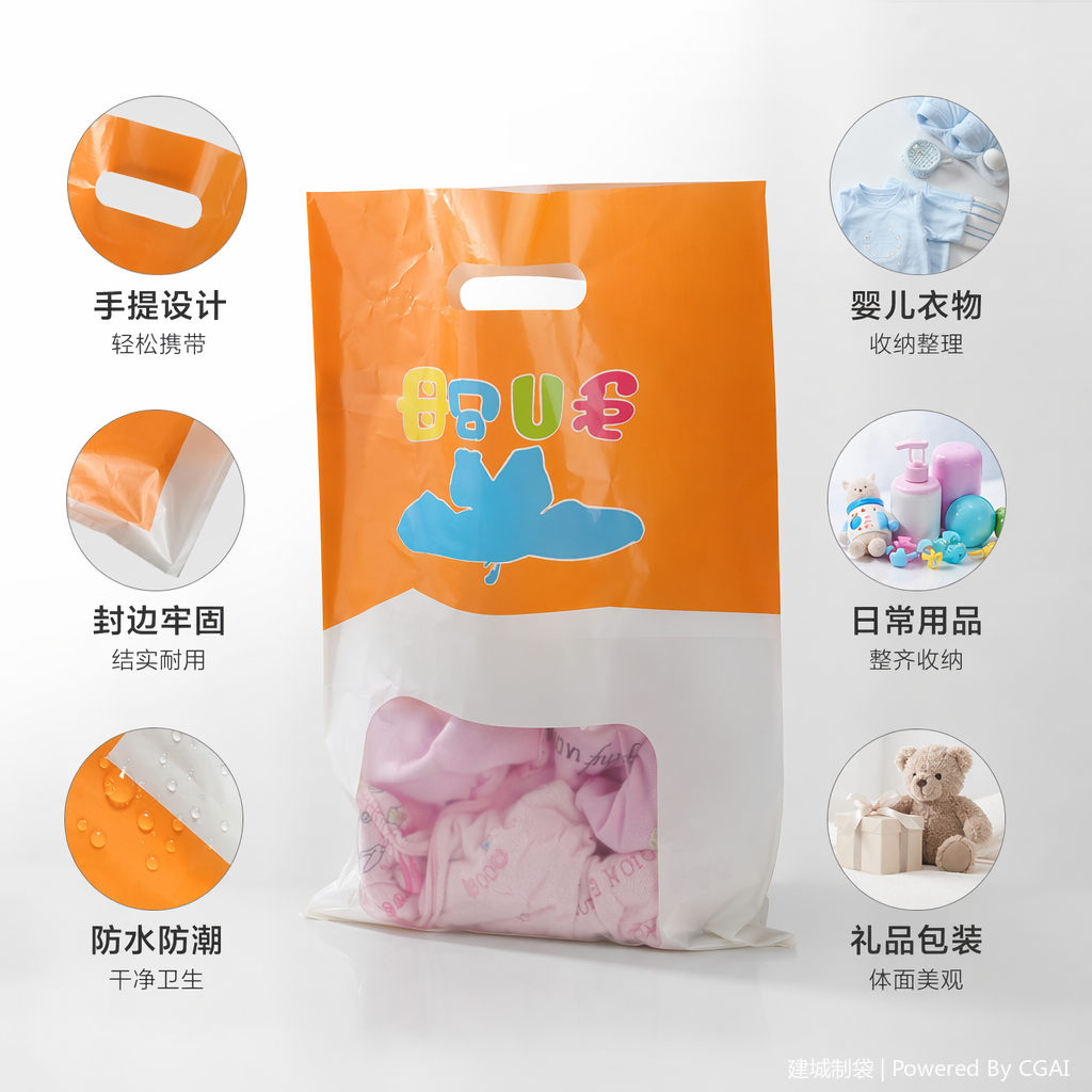 橙色OPP塑料服装袋内裤包装袋子100只装