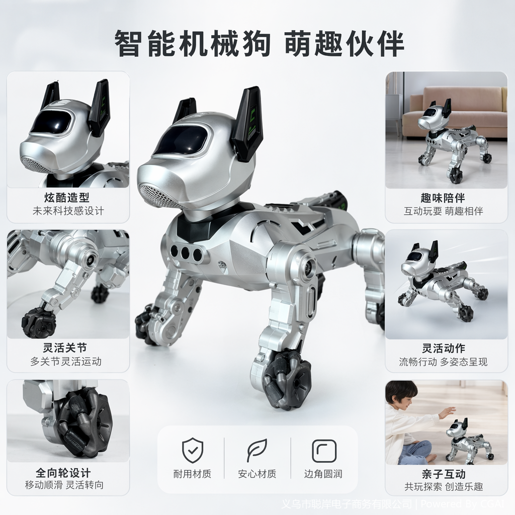 3C智能机器人银色机器狗AI玩具智能喵星人胡迪联名款