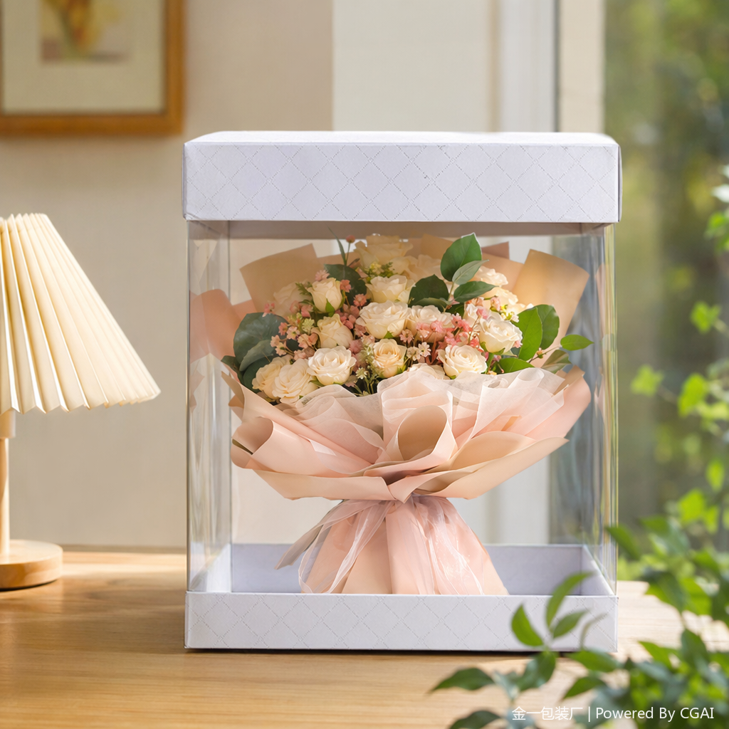 White paper boxes with transparent Windows and other paper packaging containers details Picture