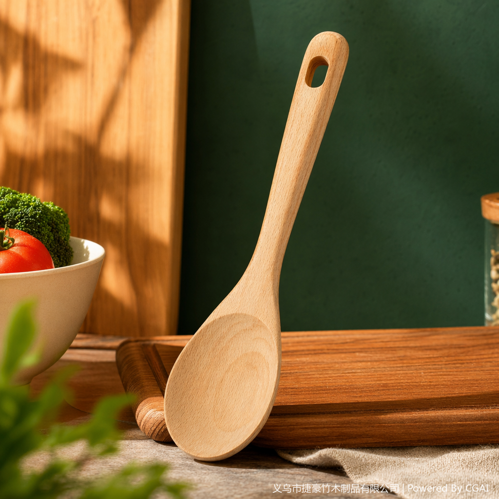 ملعقة خشبية خشبية على طول ملعقة الأرز الخاصة في مطبخ "زيهاو"، Specification image